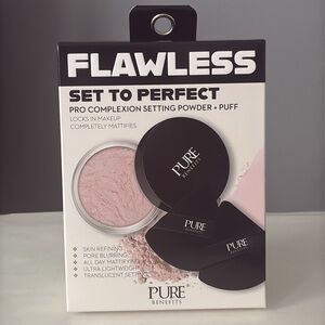 Flawless Set to Perfect Pro Complexion Setting Powder + 2 Black Powder Puffs